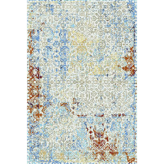 Colaba Rug - 17400 by Surya in sky blue, navy, dusty coral, rose, burgundy, mustard. Made from 80% wool, 20% silk in a unique style.