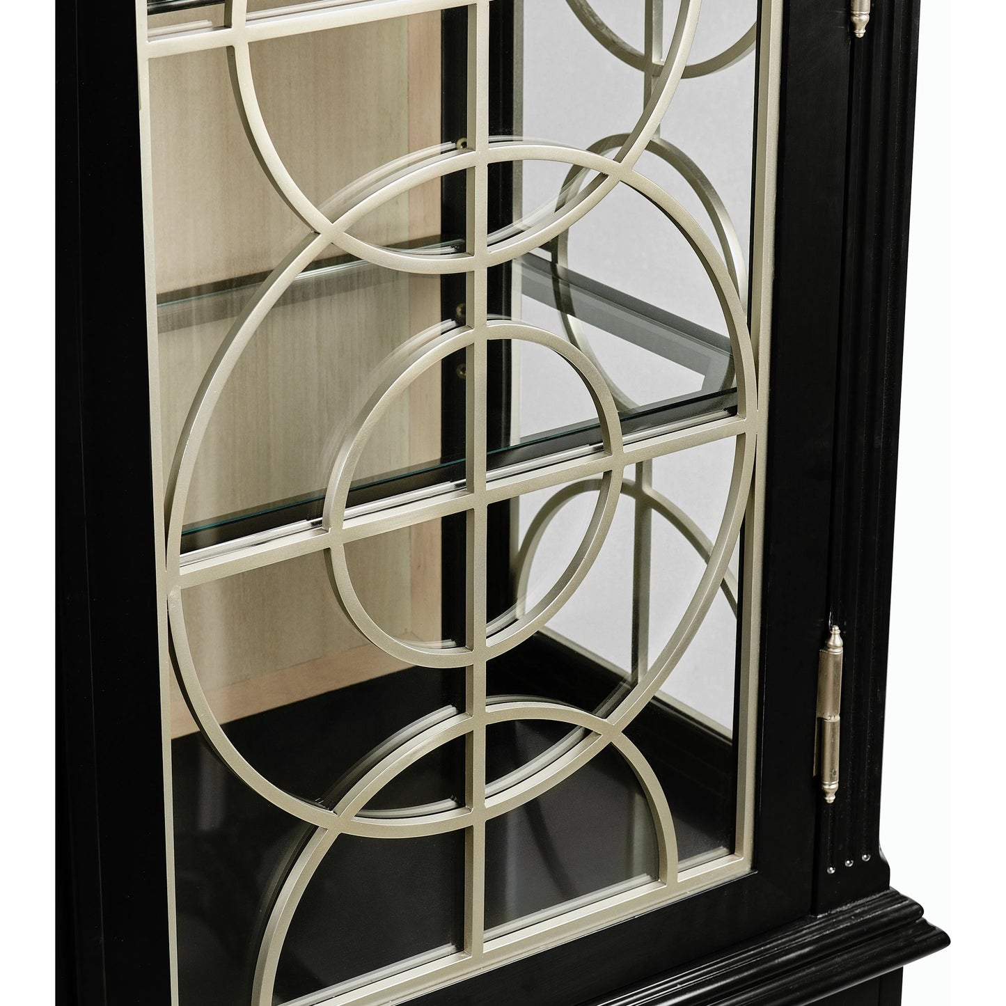 005 SI-2186365 | Closeup | Reimagined Sprite Display Cabinet by Jonathan Charles in lacquered black. Made from acacia in a traditional style.