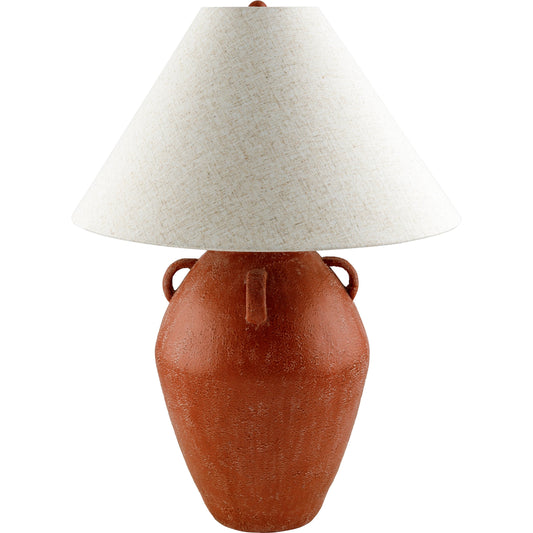 Colorado Accent Table Lamp with Tapered Shade - 531293 by Surya in wheat, translucent, metallic nickel, white, red. Made from resin, linen, metal, plastic in a modern style.