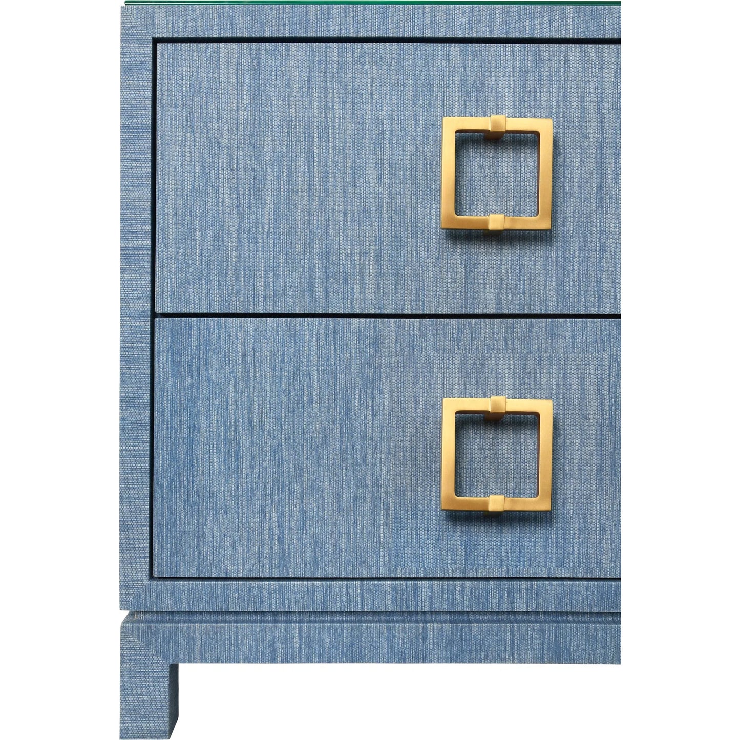 006 SI-2441108 | Closeup | Cole Two Drawer Side Table by Worlds Away. Made from grasscloth in a unique style.