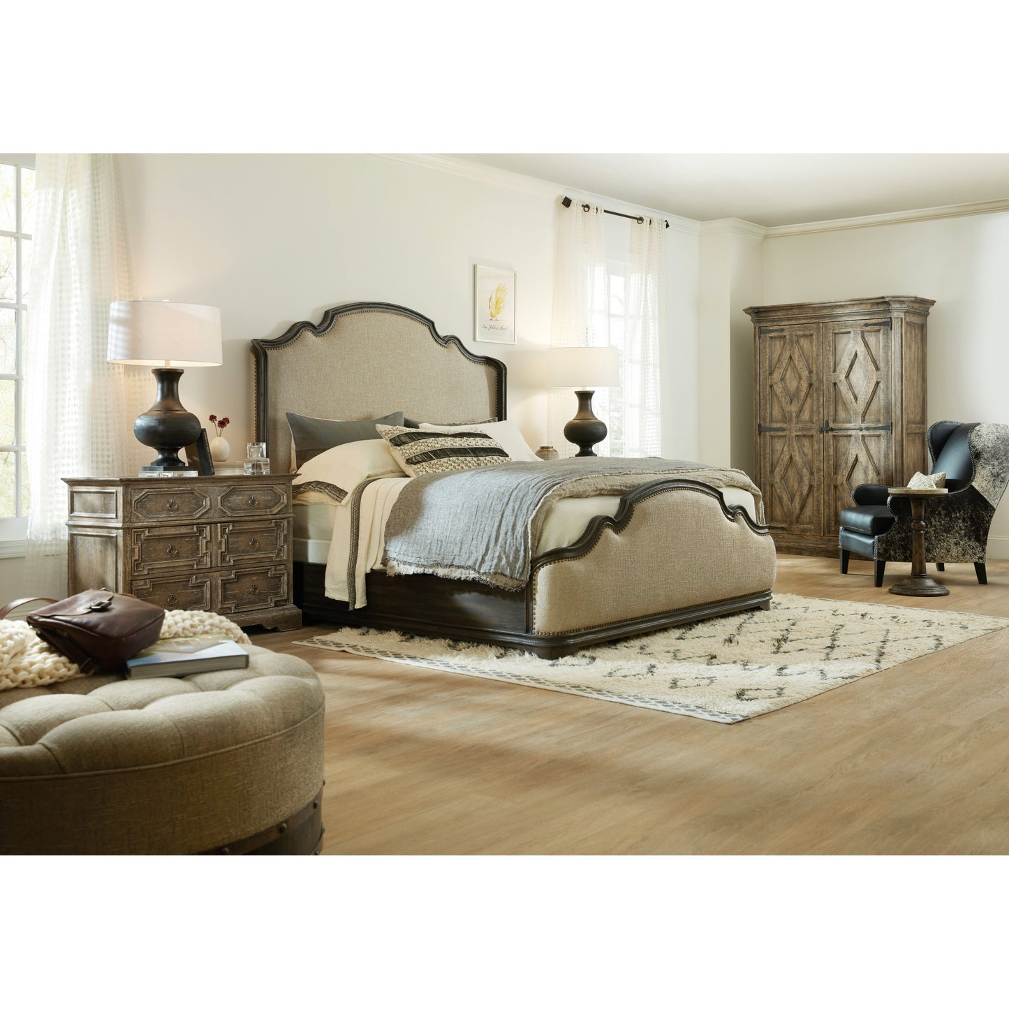 007 SI-1749059 | Lifestyle | La Grange Mt. Maria Wardrobe by Hooker Furniture in barn wood. Made from pecky hickory veneer, mirror in a traditional style.