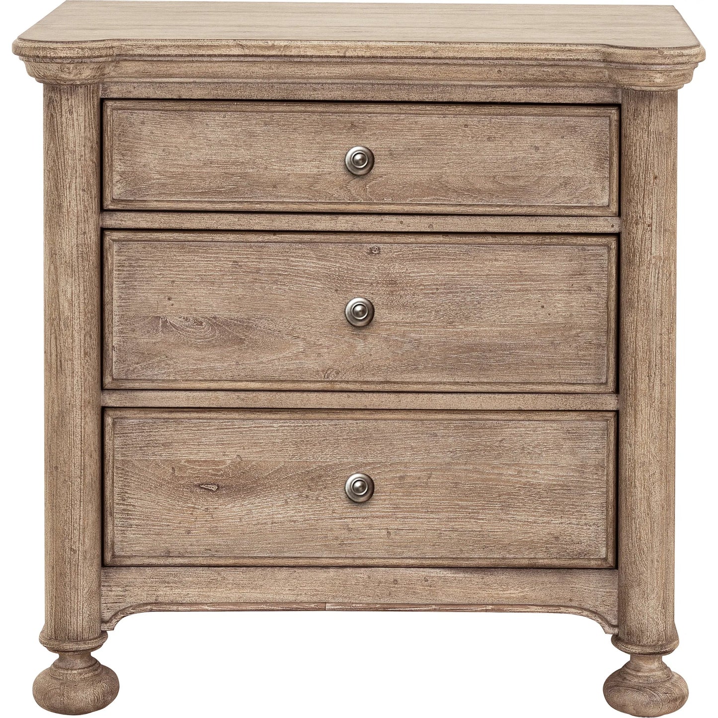 002 SI-2222963 | Additional Silo | Higgins Street 3-Drawer Nightstand with USB-C ports by Pulaski Furniture in brown and woodland stone. Made from unique in a unique style.