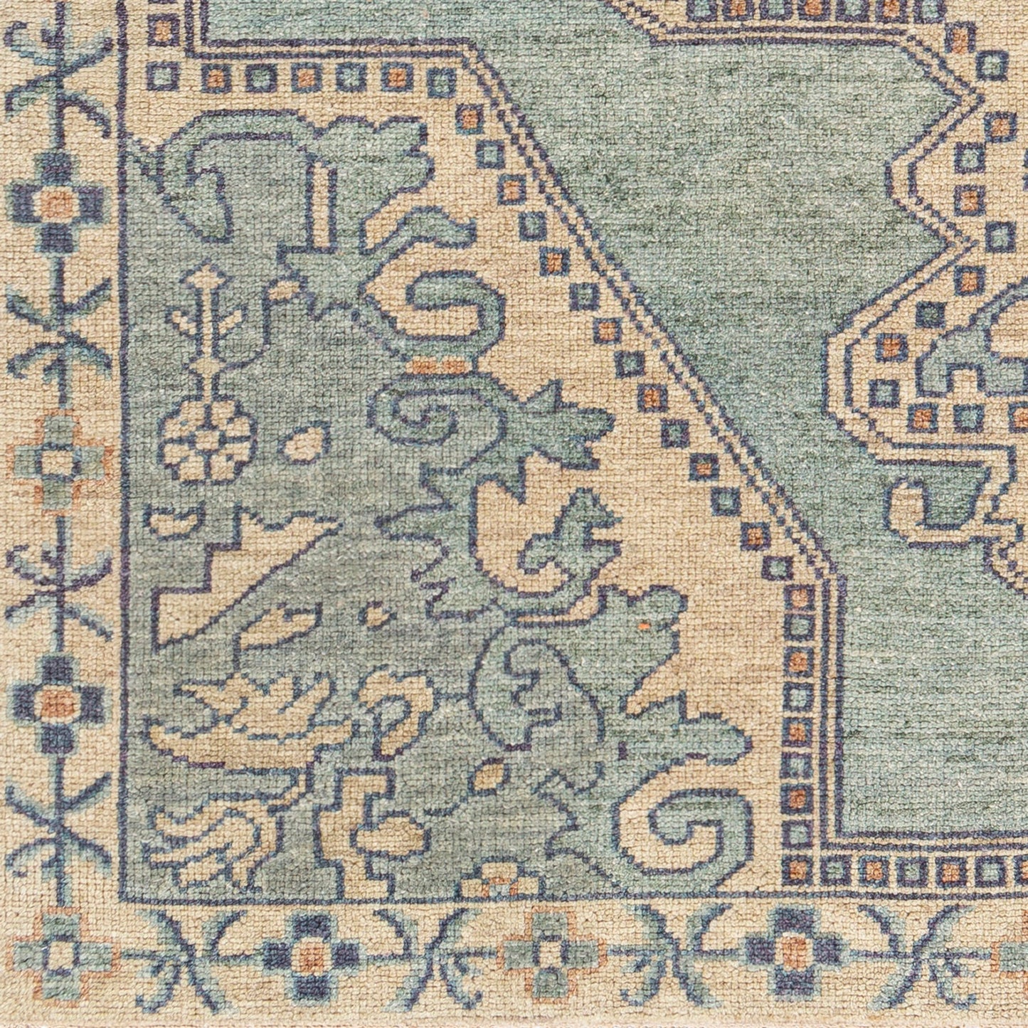 007 SI-1878718,SI-1878720,SI-1878721 | Closeup | Cappadocia CPP-5031 Rug by Surya in light sage, denim, ivory, light olive, dusty coral. Made from 70% wool, 30% viscose in a unique style.