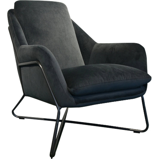 Romeo Lounge Chair by LH Imports in dark grey velvet and gunmetal. Made from metal, polyester in a modern style.