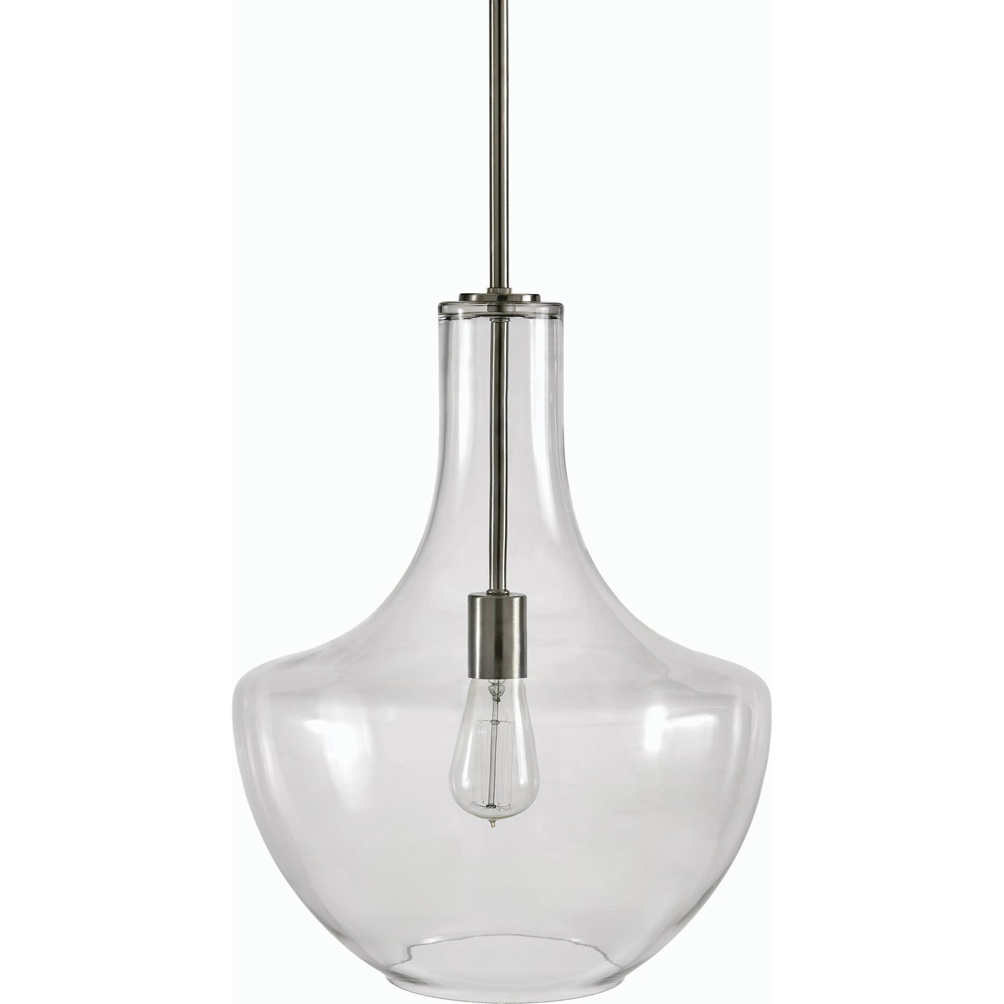 001 SI-2165573 | Primary Silo | Corrine Pendant - 536160 by Surya in fixture: metallic - nickel, shade: clear, cord: white and electroplatedpaintedmetallic. Made from iron, glass in a modern style.