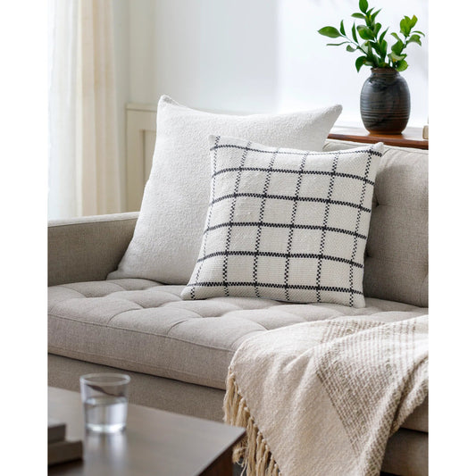 Charmaine Pillow - 481402 by Livabliss in light silver, ivory. Made from front: 100% polyester, back: 100% polyester in a modern style.