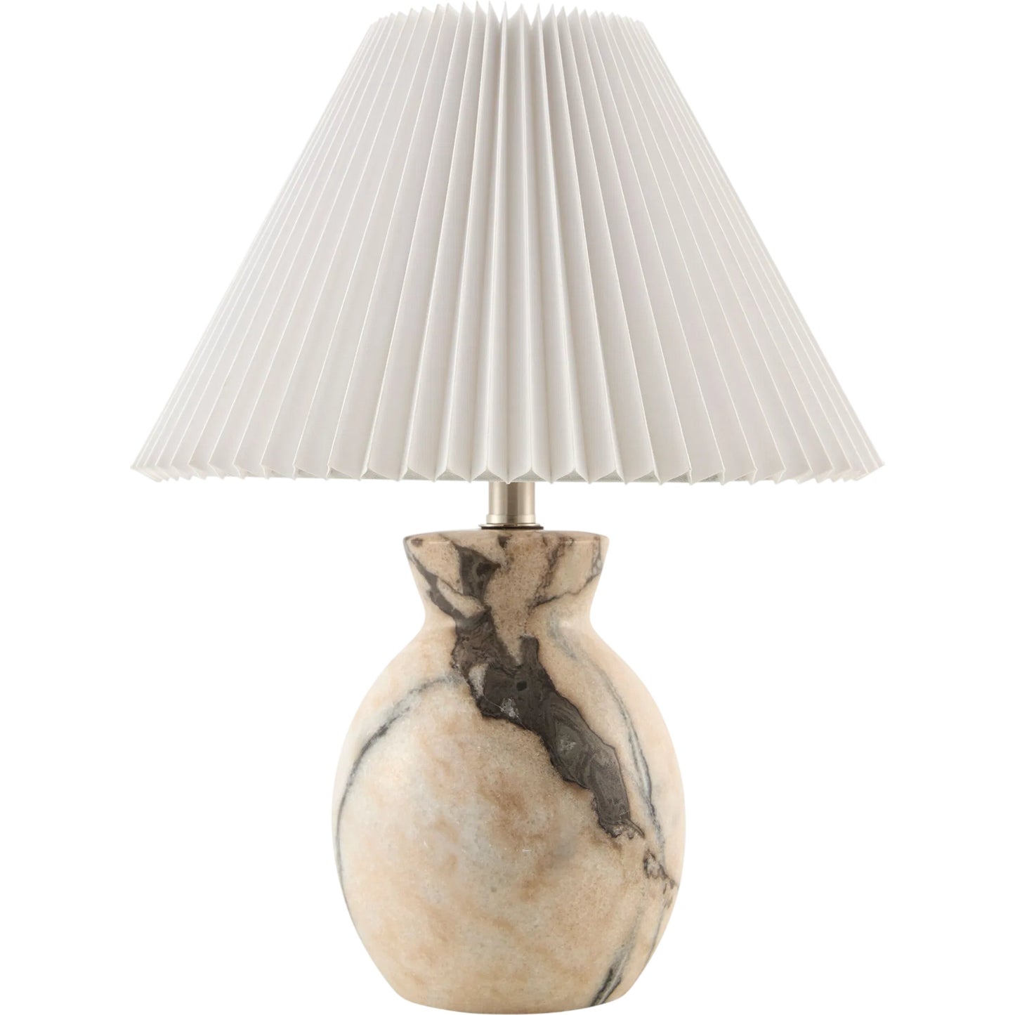 000 SI-2632172 | Primary Silo | Cerava Pleated Accent Table Lamp by Livabliss in white, brown, translucent and natural. Made from marble, linen, polyester in a unique style.