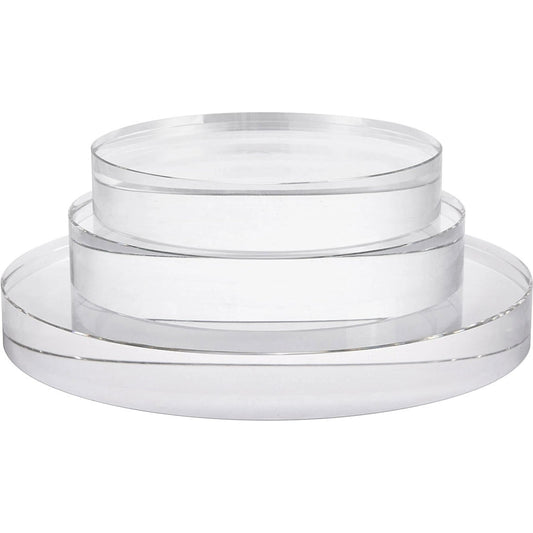 Round Crystal Bases by Couture Lamps in clear optic crystal. Made from optic crystal in a transitional style.