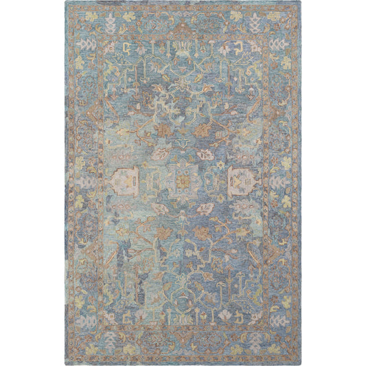 Classic Nouveau Rug - 21606 by Surya in aqua, medium gray, medium green, tan, dark brown, mauve. Made from 100% wool in a unique style.