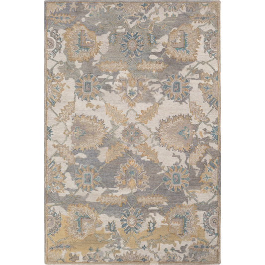 Classic Nouveau Rug - 21608 by Surya in ivory, charcoal, medium brown, olive, tan, blue. Made from 100% wool in a unique style.