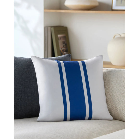 Classic Stripe Pillow - 533888 by Livabliss in off-white, dark blue. Made from polyester in a modern style.