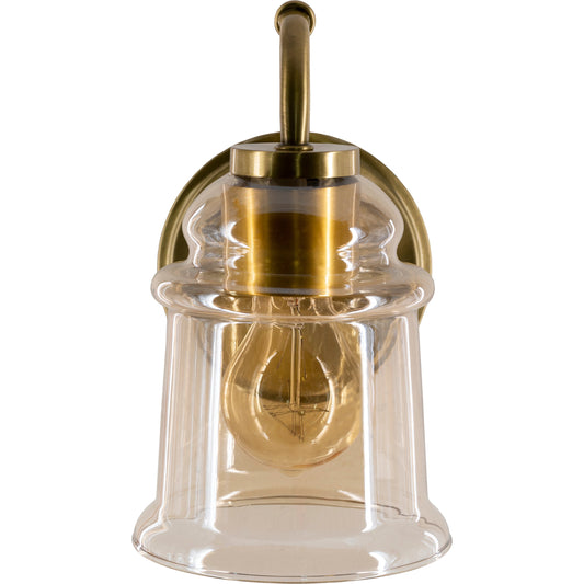 Crosley Wall Sconce - 25324 by Surya in metallic brass, clear, champagne and polished brass. Made from glass, metal in a modern style.