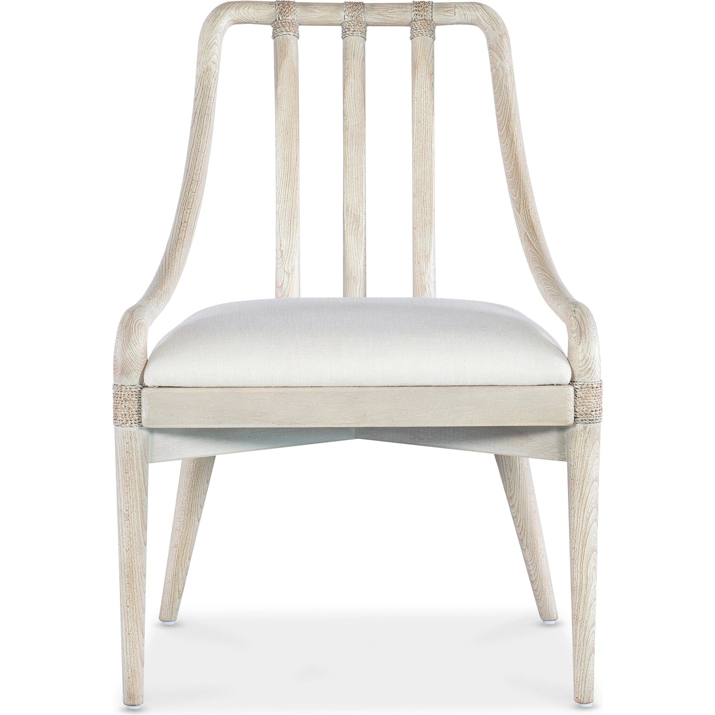 003 SI-2133776 | Additional Silo | Commerce and Market Seaside Chair (Set of 2) by Hooker Furniture in oyster and light wood. Made from 51% rayon, 22% linen, 16% polyester, 11% cotton, rope in a modern style.