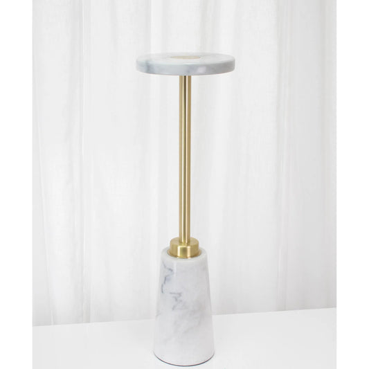 Sammy Drink Table by Couture Lamps in white marble and metal. Made from marble, metal in a transitional style.