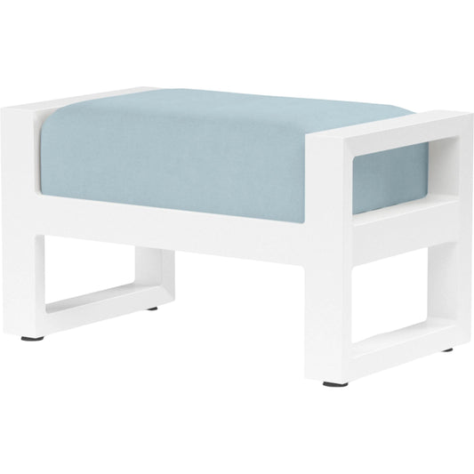 001 SI-2514048 | Primary Silo | Newport Outdoor Ottoman by Sunset West in whites/creams/beiges. Made from aluminum in a modern style.
