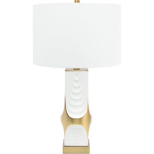 Drape Table Lamp by Couture Lamps in black, gold. Made from ceramic, metal, linen in a modern style.