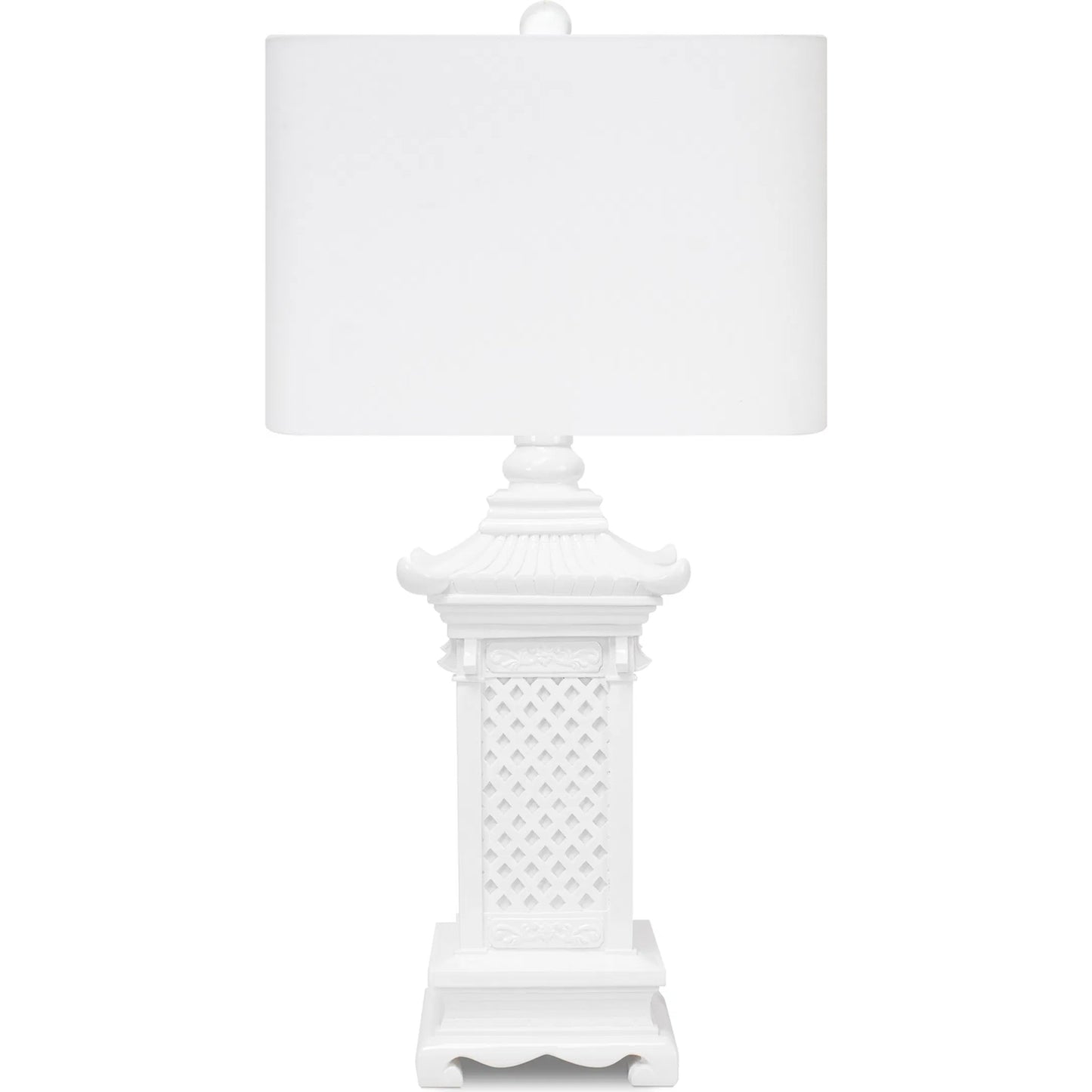 002 SI-2448491 | Additional Silo | Pagoda Table Lamp by Couture Lamps in white. Made from glossy white, resin, linen in a unique style.