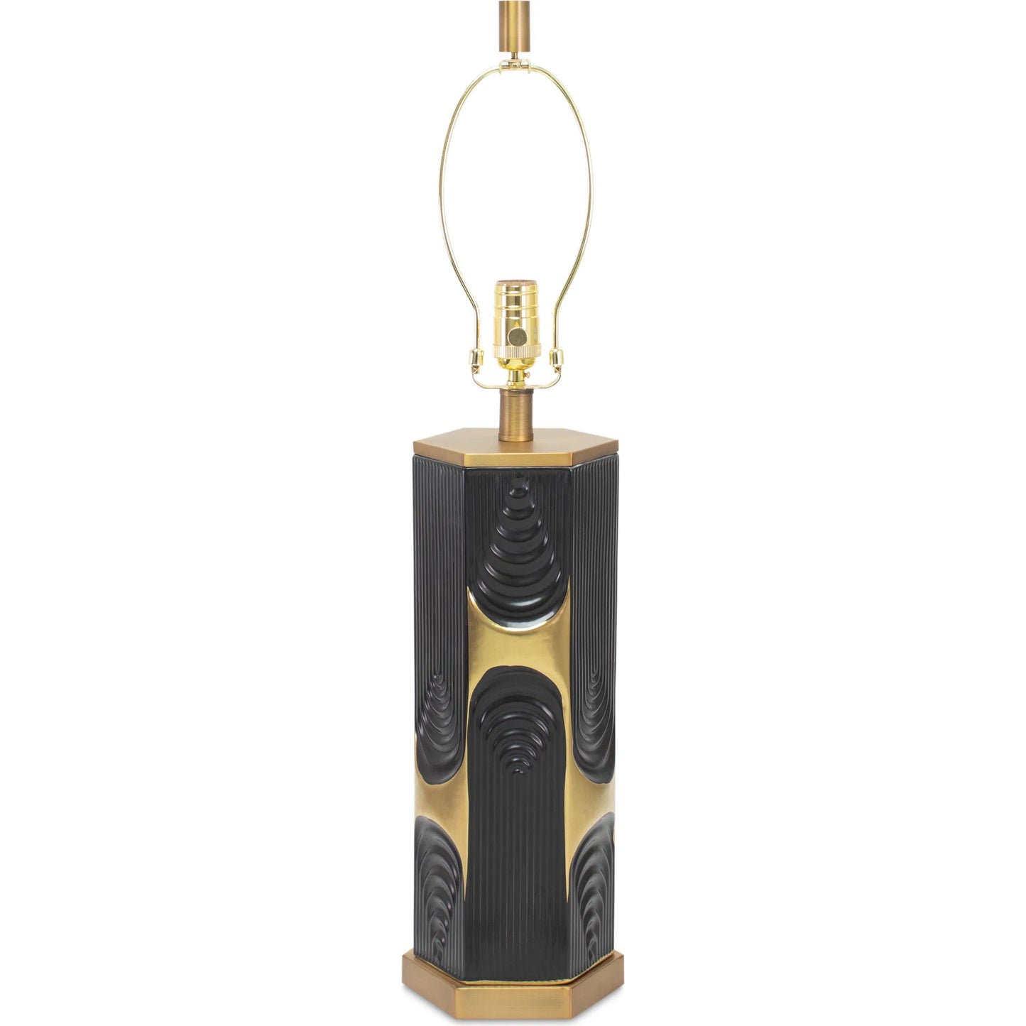 002 SI-2448486 | Additional Silo | Hex Table Lamp by Couture Lamps in matte black, metallic gold. Made from ceramic, metal, linen in a unique style.