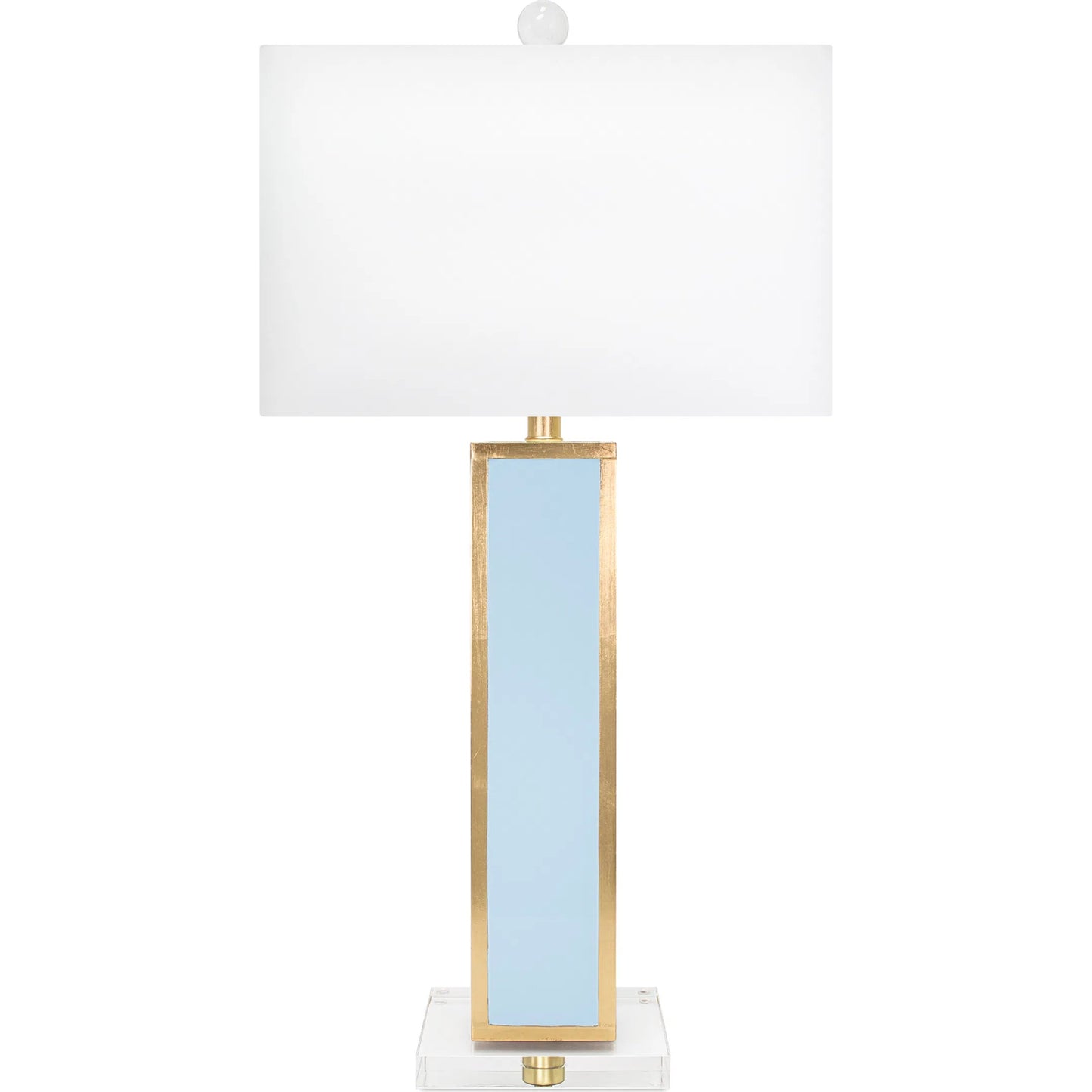 001 SI-2448476 | Primary Silo | Blair Table Lamp by Couture Lamps in calypso blue, silver leaf. Made from resin, mdf, crystal, linen in a unique style.