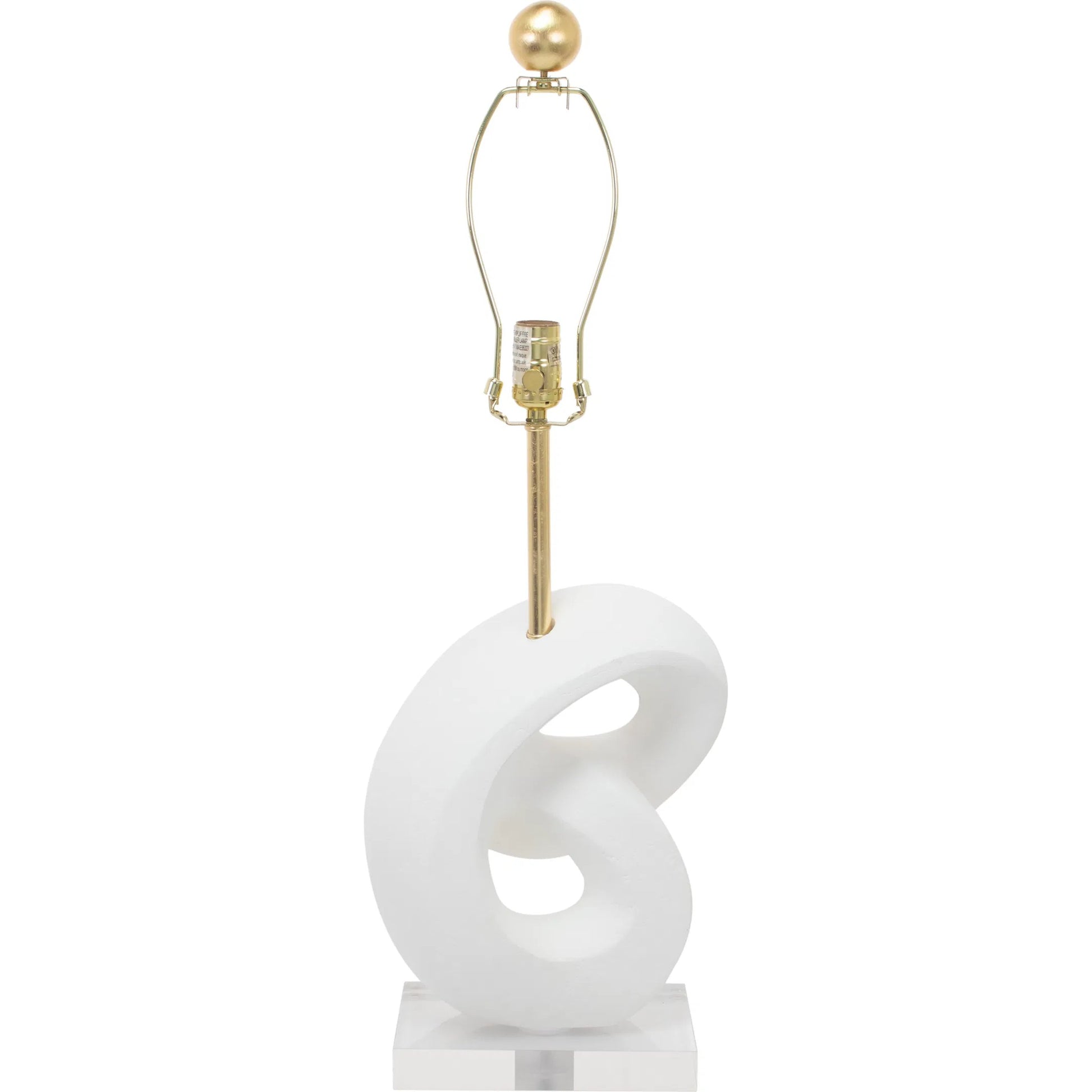 Danielli Table Lamp by Couture Lamps in white with gold. Made from resin, linen in a modern style.