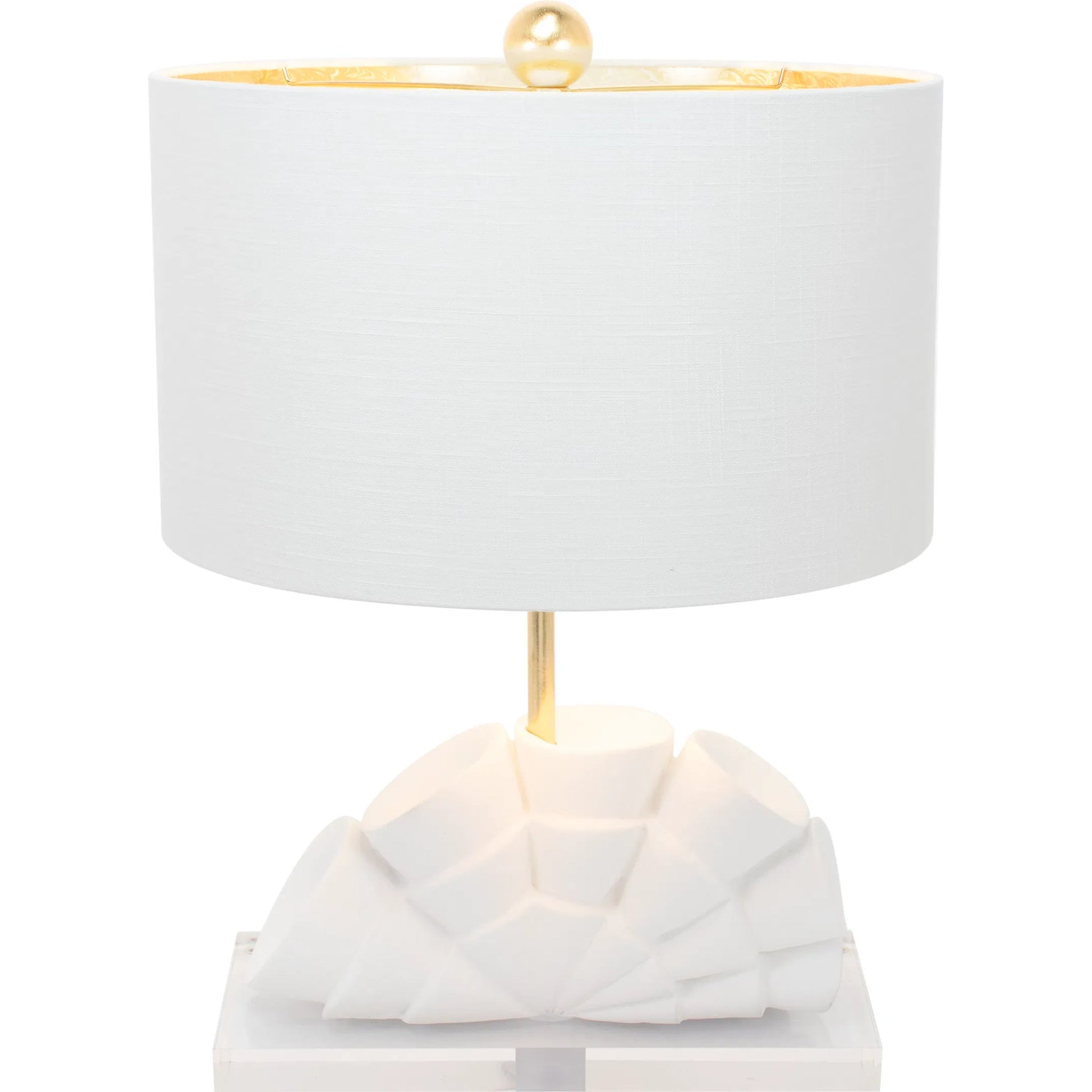 Rialto Table Lamp by Couture Lamps in white with gold. Made from resin, linen in a modern style.