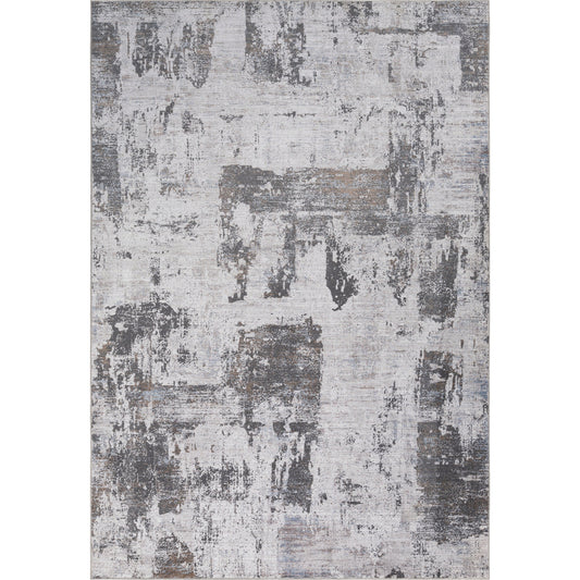 Couture Rug - 25239 by Livabliss in charcoal, medium brown, light gray, off-white, denim, pale blue. Made from 100% viscose in a unique style.