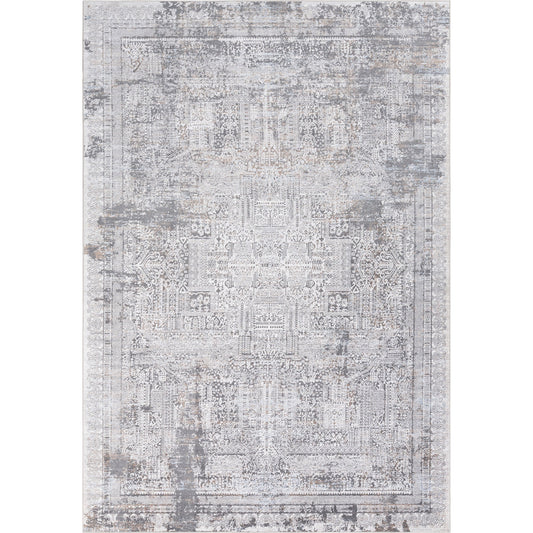 Couture Rug - 25240 by Livabliss in charcoal, medium brown, light gray, off-white, denim, pale blue. Made from 100% viscose in a unique style.