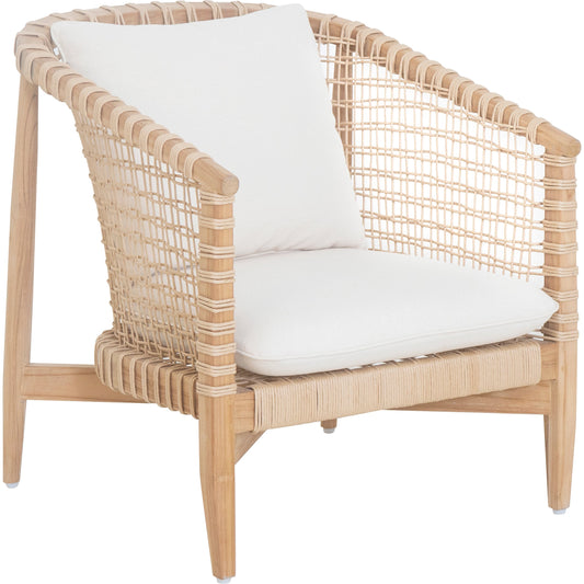 001 SI-1985283 | Primary Silo | Kuna Outdoor Lounge Chair by Moe's Home Collection in natural. Made from solid teak frame with lloyd loom weave, 100% polyester upholstery, foam cushion in a cottage & farmhouse style.