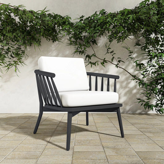 Wren Outdoor Lounge Chair Warm by Moe's Home Collection in warm white. Made from solid teak frame, 100% polyester upholstery, foam cushion in a transitional style.