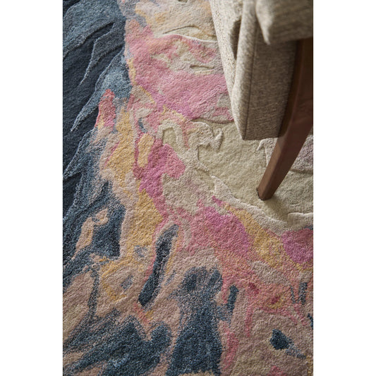 Kawai Rug - KAW8985F by Feizy in pink, blue, ivory. Made from wool, viscose in a unique style.