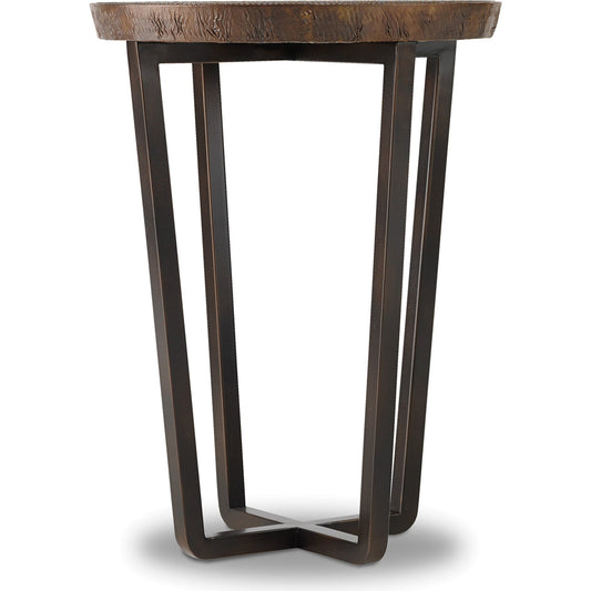 Parkcrest Martini Table by Hooker Furniture in aged copper. Made from aged copper tops, metal bases in a modern style.