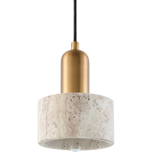 000 SI-2460412 | Primary Silo | Cavertine Pendant by Surya in plated metallic - brass, natural yellow. Made from iron, travertine in a unique style.