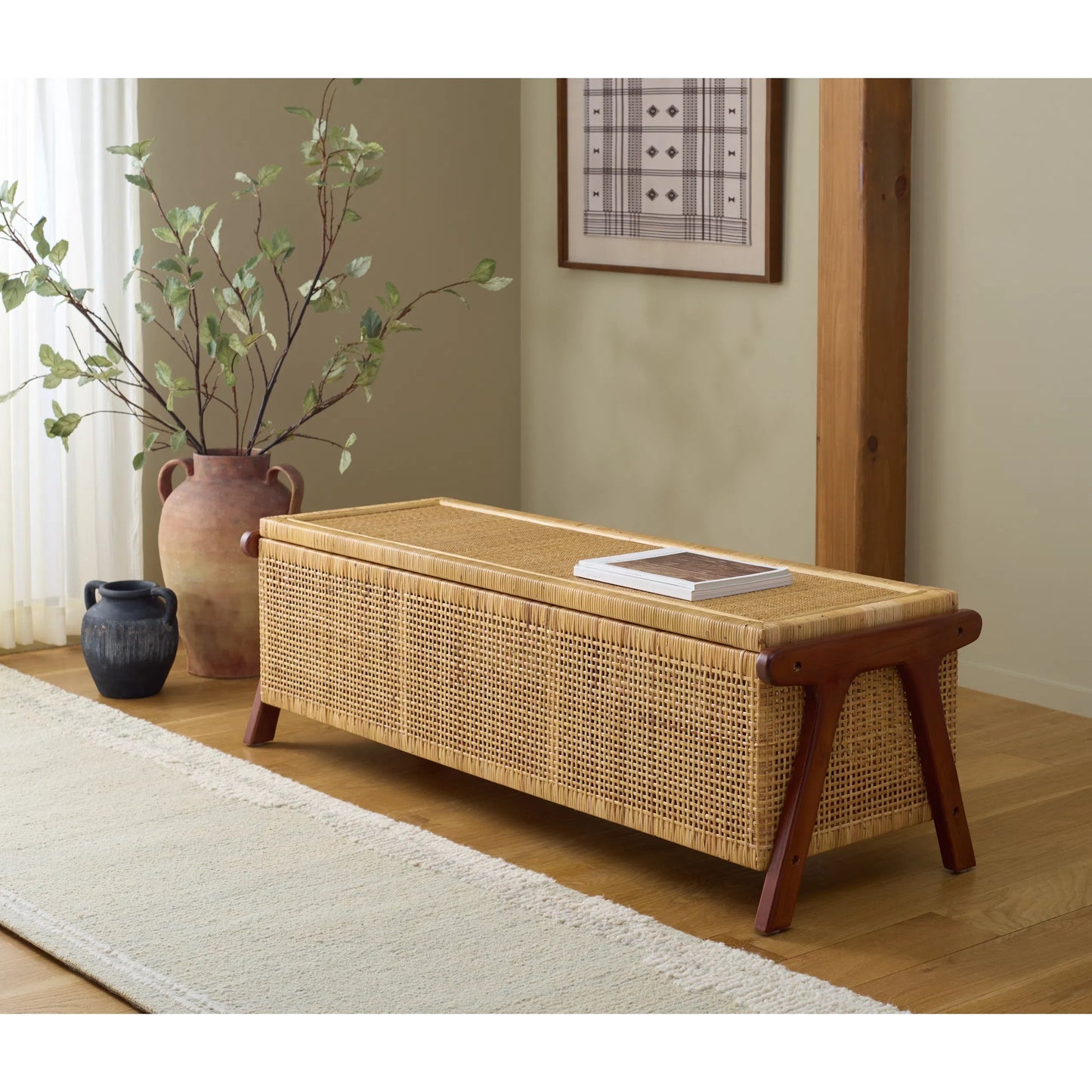 005 SI-2526637 | Lifestyle | Addison Storage Trunk by HedgeApple Essentials in natural, walnut. Made from mahogany, sungkai, rattan peel in a rustic style.
