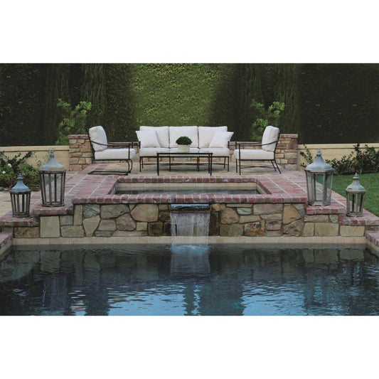 Provence Outdoor Coffee Table by Sunset West in pewter. Made from wrought iron in a modern style.