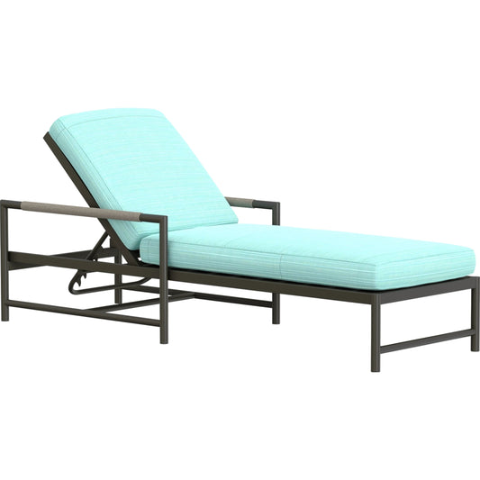 Pietra Outdoor Chaise by Sunset West in graphite. Made from olefin rope in a modern style.