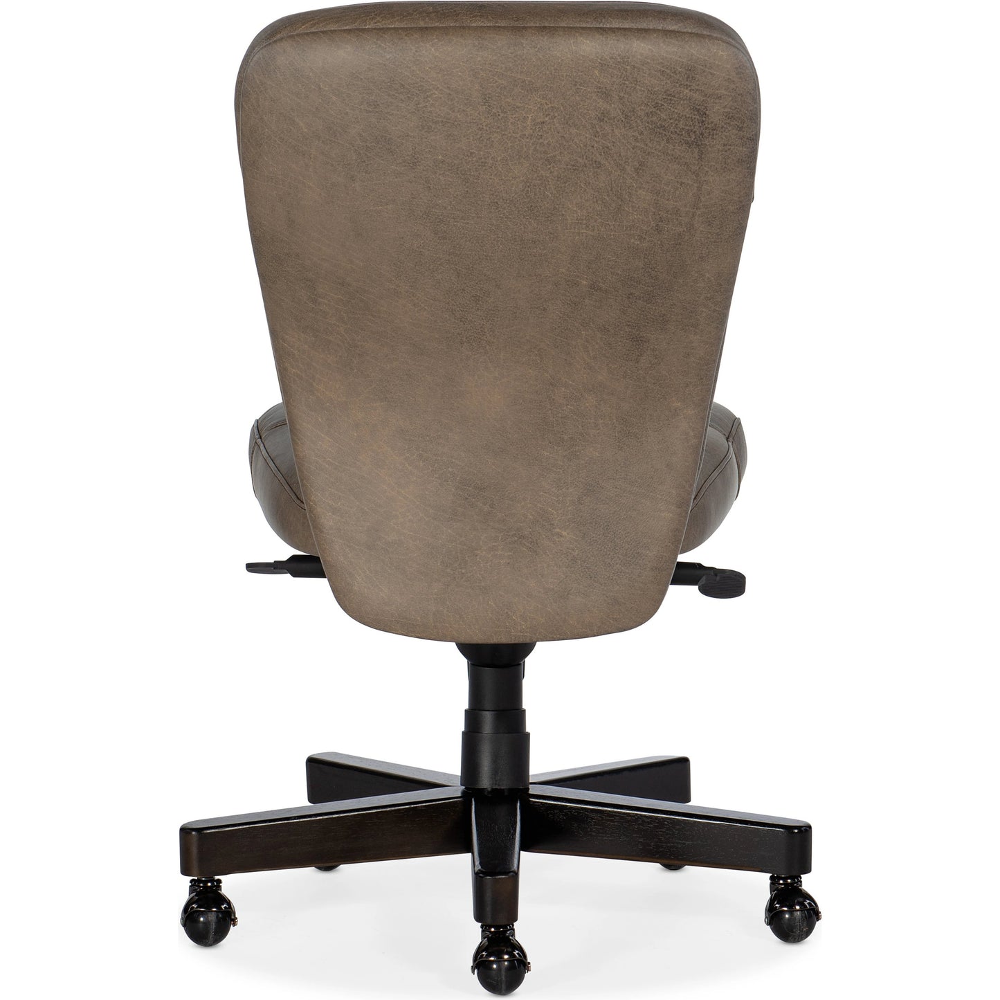 002 SI-1996362 | Additional Silo | Sasha Executive Swivel Tilt Chair by Hooker Furniture in big top dark taupe and dark wood. Made from leather (semi-aniline top grain) in a transitional style.