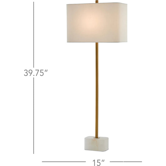 Felix Table Lamp by Currey and Company in natural, antique brass. Made from alabaster, metal in a modern style.