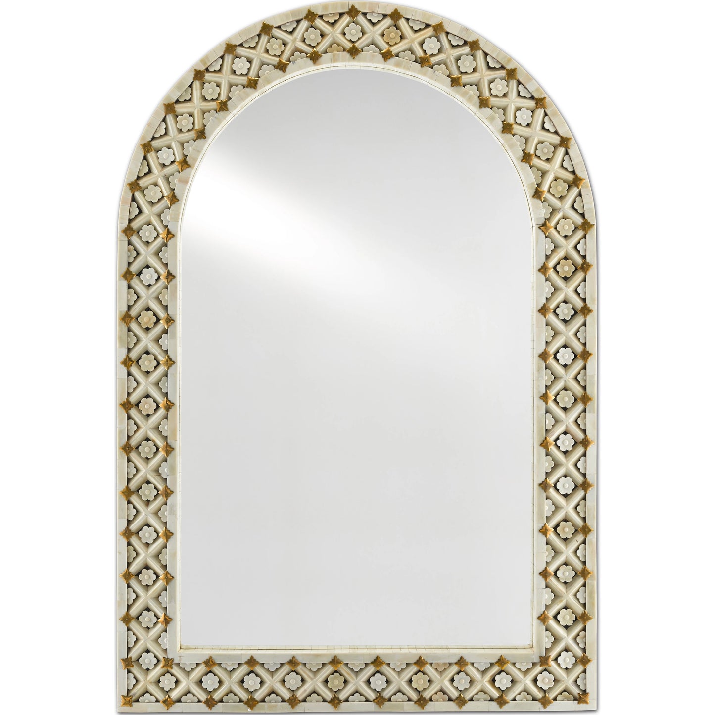 001 SR-823563 | Primary Silo | Ellaria Mirror by Currey and Company in natural bone, brass, mirror. Made from bone, brass, glass in a eclectic & global style.