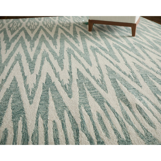 Wallace Chevron WAL8A40F Rug by Feizy in blue, white. Made from wool in a unique style.