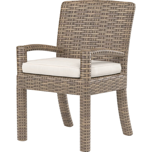 Havana Outdoor Dining Chair by Sunset West in tobacco. Made from resin wicker in a modern style.