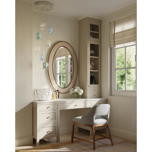 Polpo Misto 7-Light Multi-Drop Pendant by Currey and Company in blue, green, white, silver. Made from art glass, metal in a modern style.