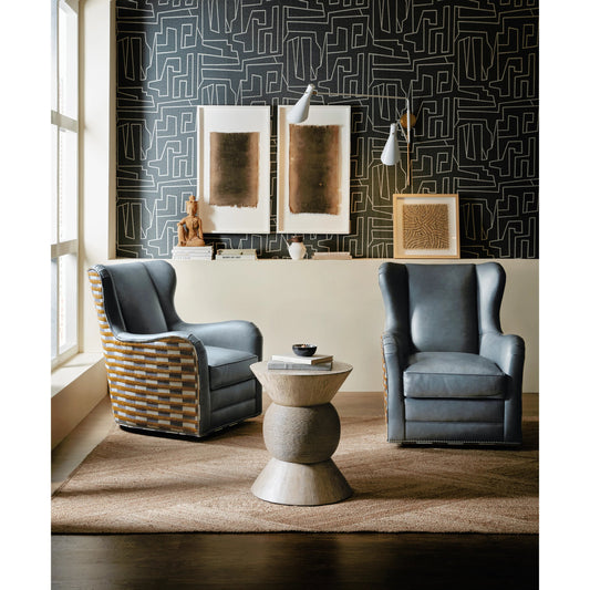 Commerce & Market Round Robin Accent Table by Hooker Furniture in light wood and light natural wood finish. Made from resin and rope in a modern style.