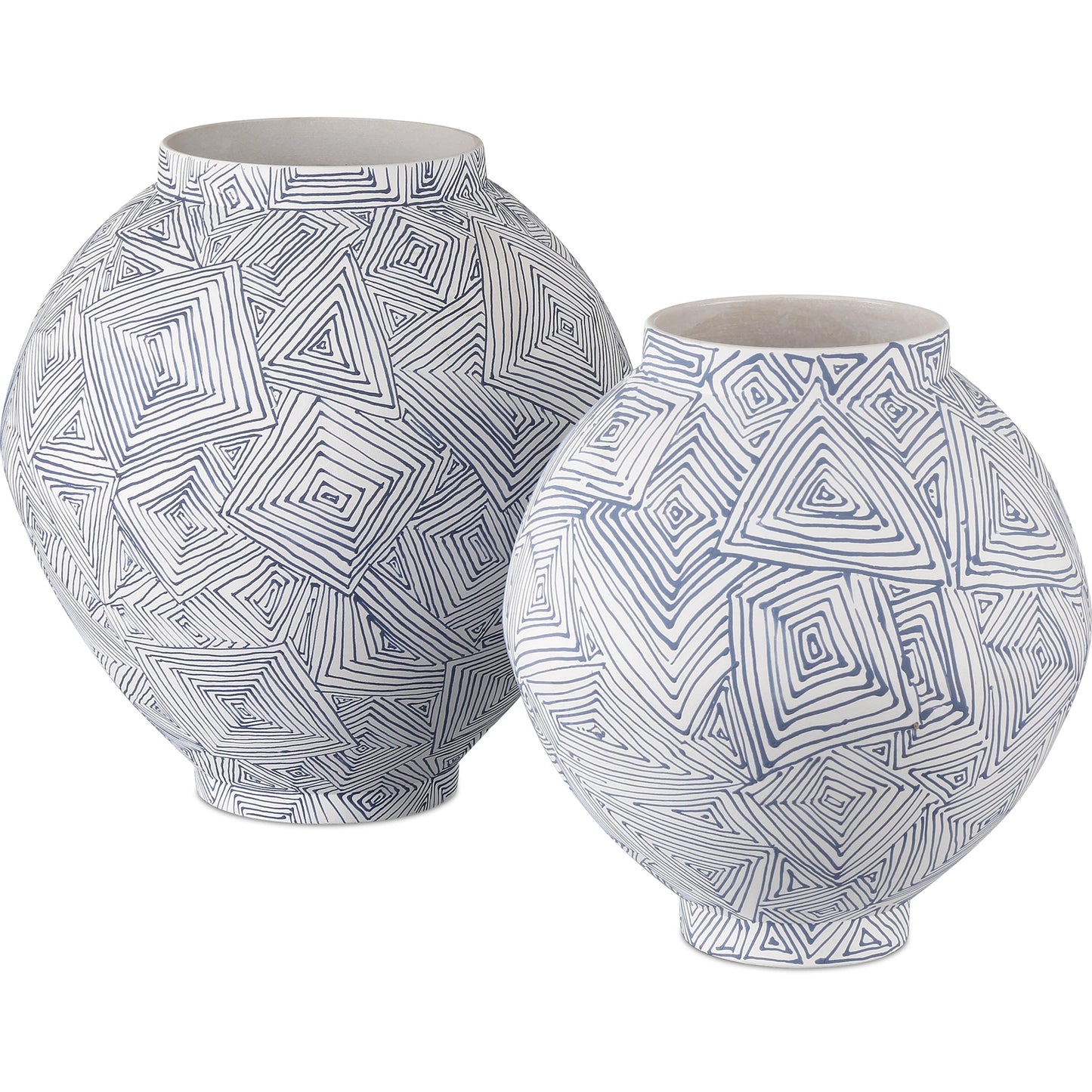 005 SI-2191876 | Additional Silo | Zag Vase by Currey and Company in blue, white. Made from porcelain in a modern style.