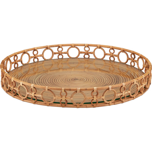 Tegal Decorative Serving Tray by Currey and Company in natural, clear. Made from arurog, glass in a rustic style.
