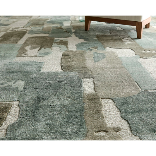 Kendall KDL8A59F Rug by Feizy in green, brown, ivory. Made from viscose, wool in a unique style.