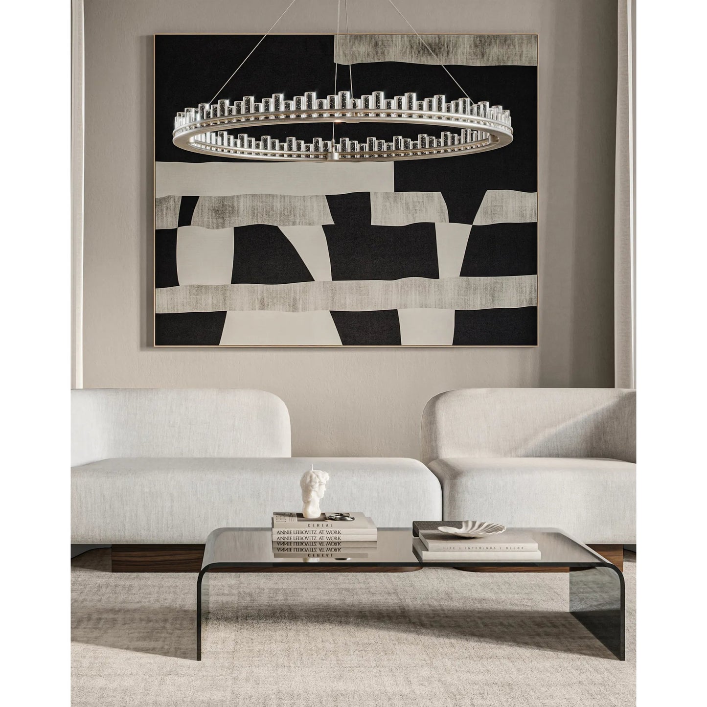 016 SI-2191808 | Lifestyle | Pleiades Chandelier by Currey and Company in contemporary silver leaf, contemporary silver, clear. Made from wrought iron, seeded crystal in a modern style.