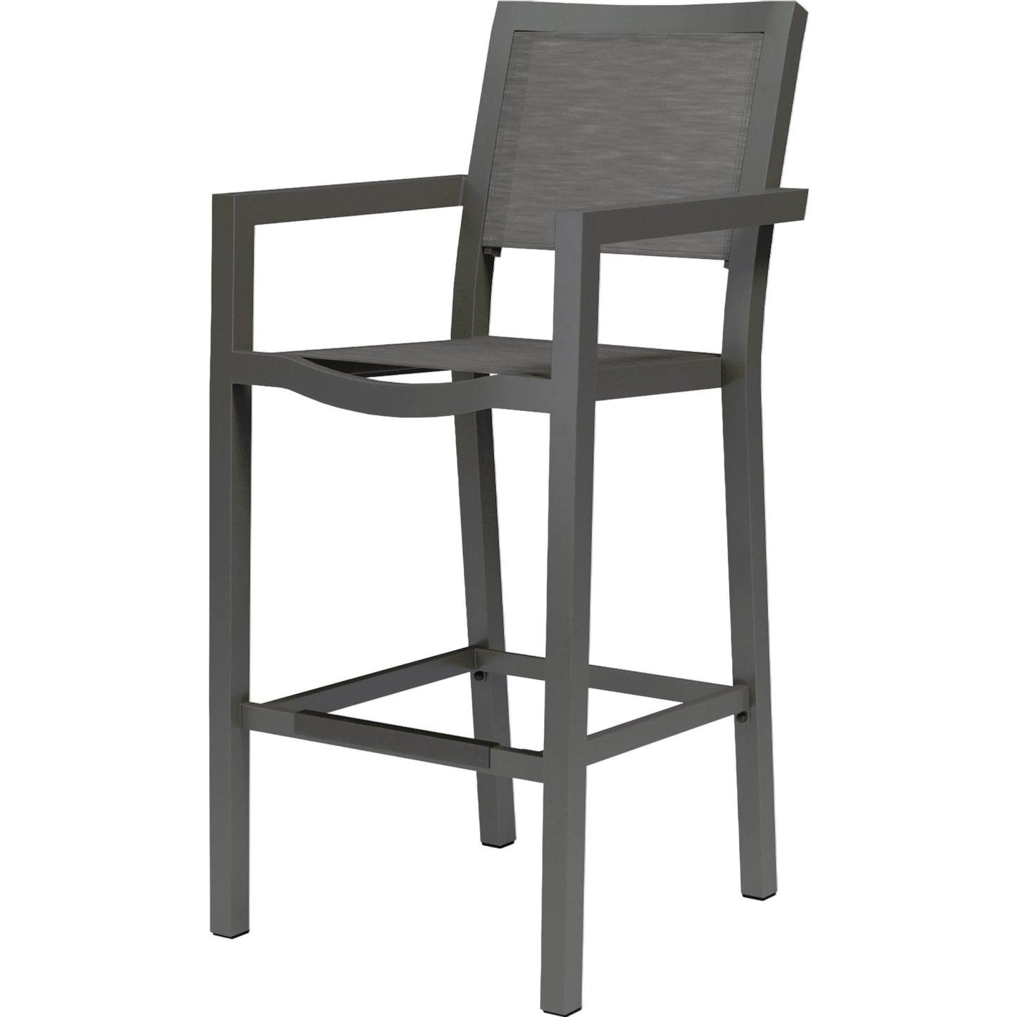 001 SI-2166674 | Primary Silo | Vegas Outdoor Sling Barstool by Sunset West in graphite. Made from aluminum in a modern style.