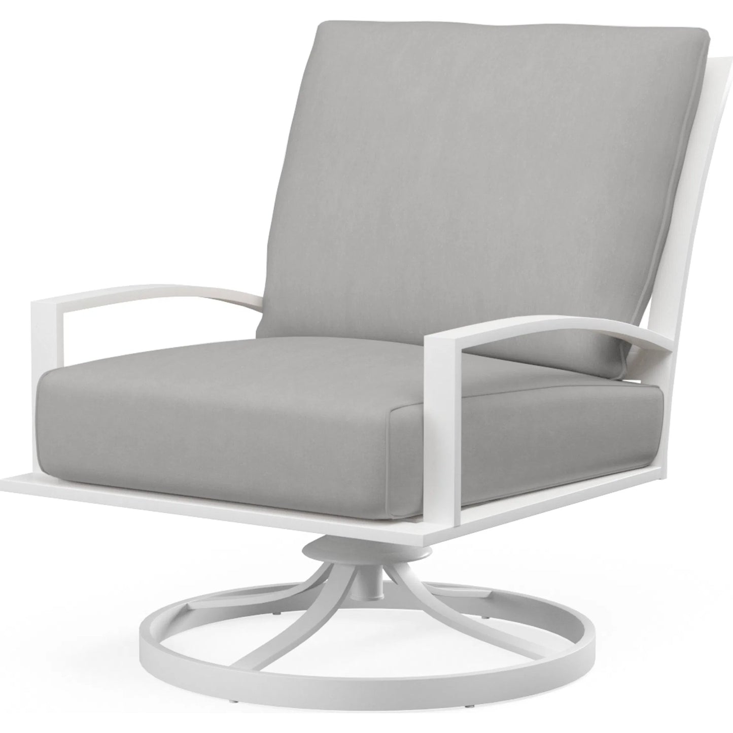 004 SI-2514069 | Primary Silo | Bristol Outdoor Club Swivel in Canvas Flax w/ Self Welt by Sunset West. Made from aluminum in a modern style.