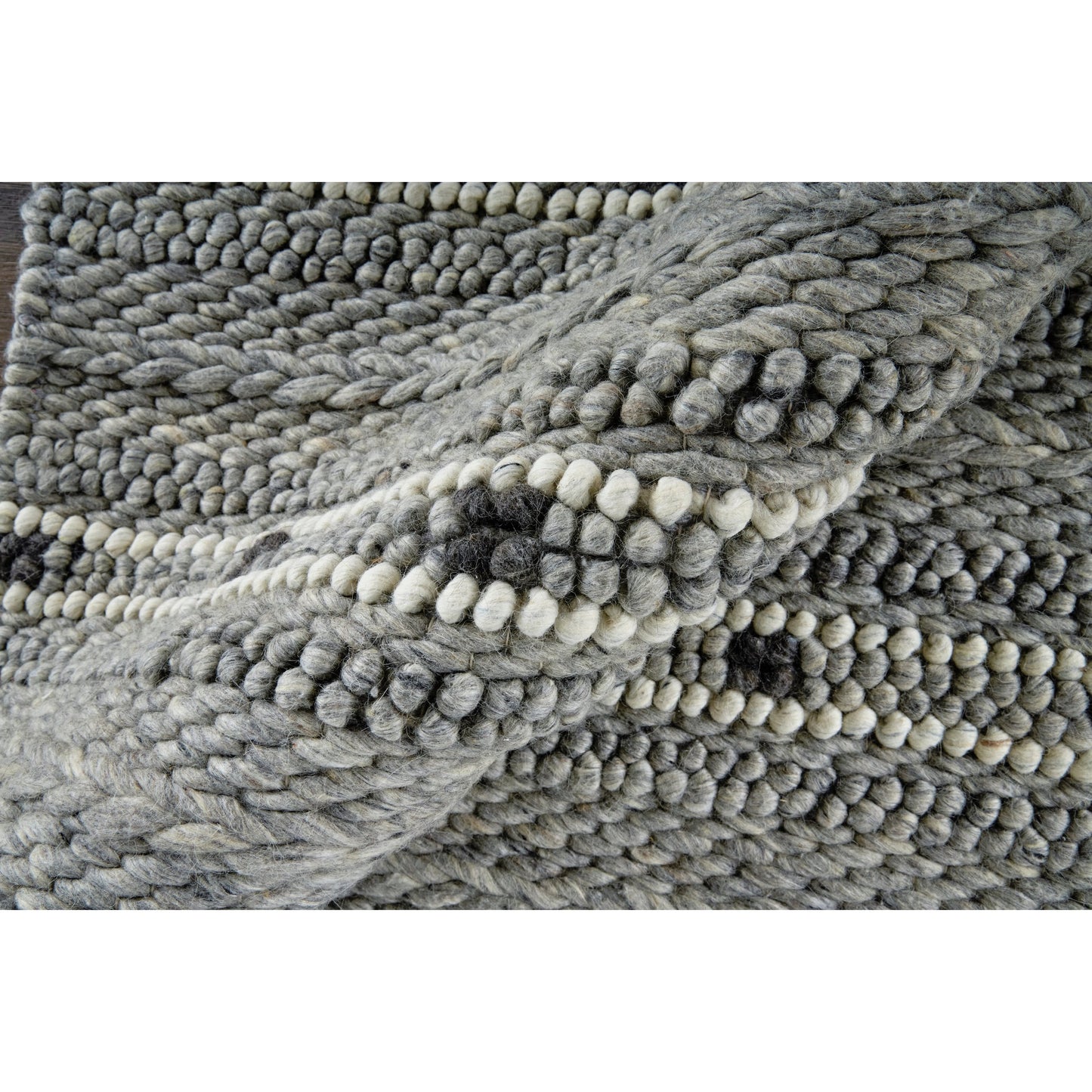003 SI-2159035,SI-2159308 | Closeup | Cicero Transitional Stripes Rug - T15T8006 by Thom Felicia by Feizy Rugs in gray, black, white. Made from wool in a unique style.