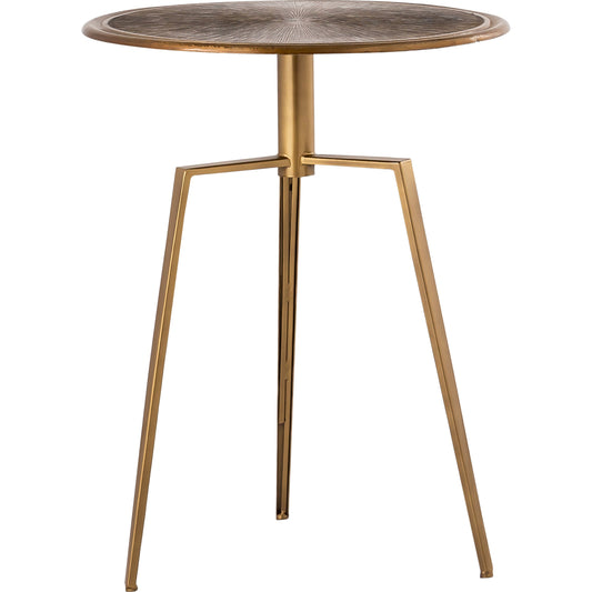 Delos Side Table by Pasargad Home in aged brass. Made from metal in a eclectic & global style.
